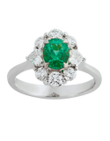 Emerald Ring - 18ct White Gold Emerald & Diamond Ring - 770399