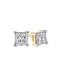 14ct Yellow Gold Princess Cut Diamond Stud Earrings - 770703