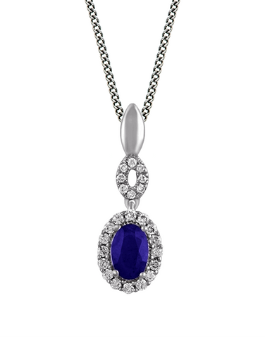 14ct White Gold Natural Tanzanite and Diamond Pendant - 780691