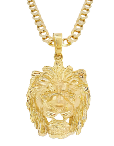 Men's Pendant - 10ct Yellow Gold Lion's Head Pendant - 781321