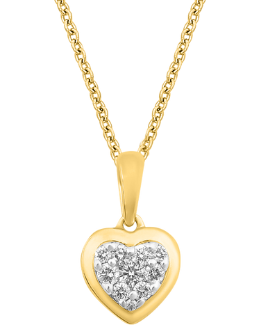 Diamond Pendant - 10ct Yellow Gold Diamond Set Heart Pendant - 784031
