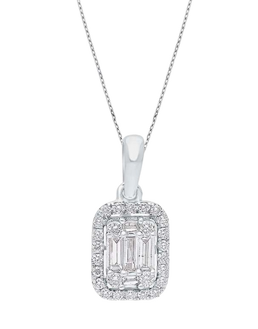 Diamond Pendant - 10ct White Gold Diamond Set Pendant - 784145