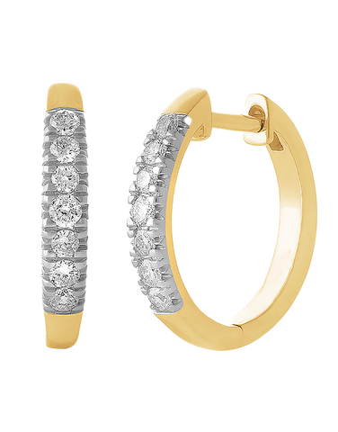 Diamond Earrings - 10ct Yellow Gold Diamond Set Hoop Earrings - 784160