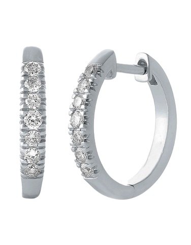 Diamond Earrings - 10ct White Gold Diamond Set Hoop Earrings - 784161