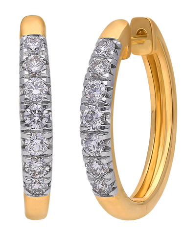 Diamond Earrings - 10ct Yellow Gold Diamond Set Hoop Earrings - 784168