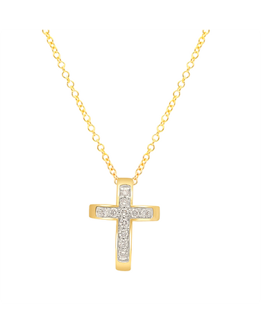 Diamond Pendant  - 10ct Yellow Gold  Diamond Set Cross Pendant - 784180