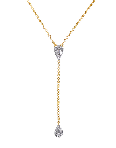 Diamond Necklet - 10ct Yellow Gold Diamond Set Y Necklet - 784211