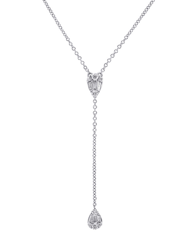 Diamond Necklet - 10ct White Gold Diamond Set Y Necklet - 784212