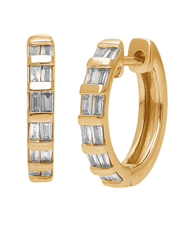 Diamond Earrings - 10ct Yellow Gold Diamond Set Hoop Earrings - 784270