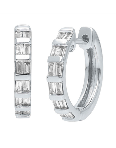 Diamond Earrings - 10ct White Gold Diamond Set Hoop Earrings - 784271