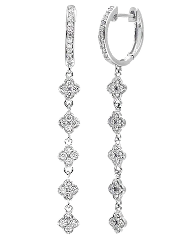 Diamond Earrings - 10ct White Gold Diamond Set Drop Earrings - 784309