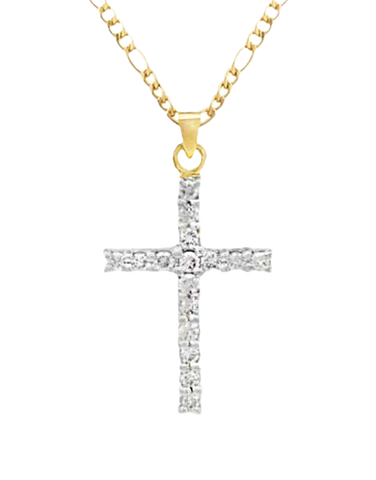 Diamond Pendant - 10ct Yellow Gold Diamond Set Cross Pendant-784380