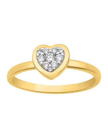 Diamond Ring - 10ct Yellow Gold Diamond Set Heart Ring - 784511