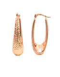 Gold Earrings - 10ct Rose Gold Diamond Cut Oval Hoop Earrings - 784668