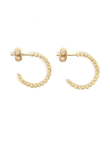 Scintilla Earrings - Scintilla 10ct Yellow Gold Diamond Cut Half Hoop Stud Earrings - 786552