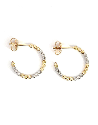 Scintilla Earrings - Scintilla 10ct Two Tone Diamond Cut Half Hoop Stud Earrings - 786553