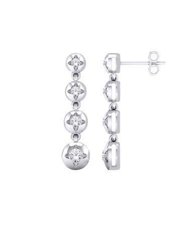 Diamond Earrings - 10ct White Gold Diamond Drop Earrings - 786579