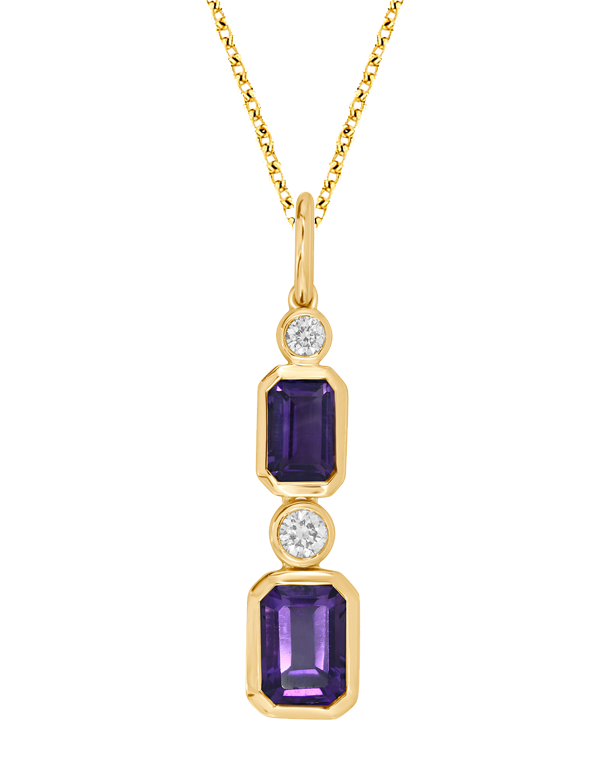 Amethyst Pendant 10ct Yellow Gold Amethyst and Diamond Pendant 786641
