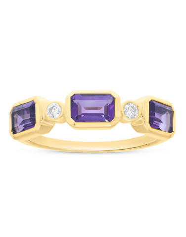 Amethyst Ring - 10ct Yellow Gold Amethyst & Diamond Ring - 786648