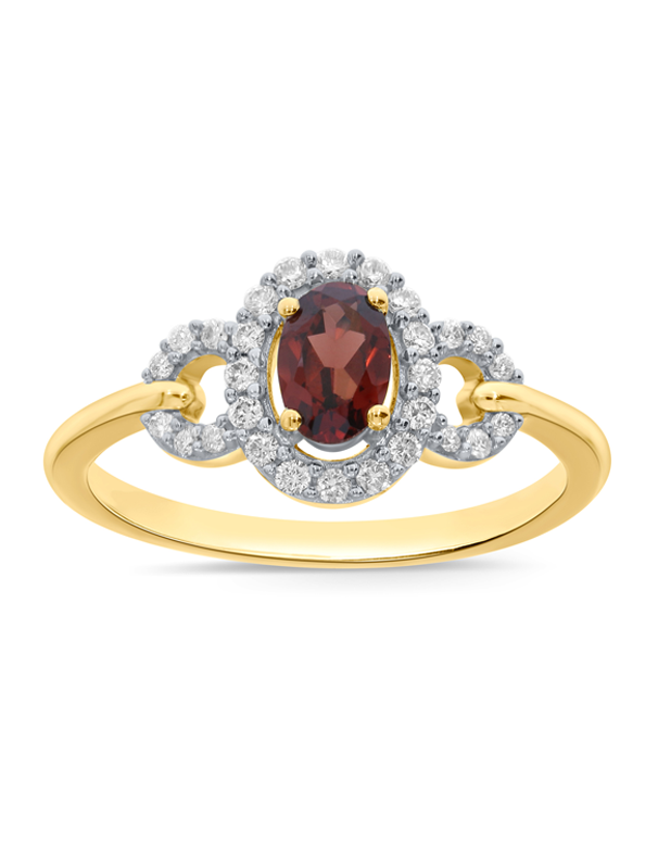 Garnet Ring 10ct Yellow Gold Garnet Diamond Ring 786658
