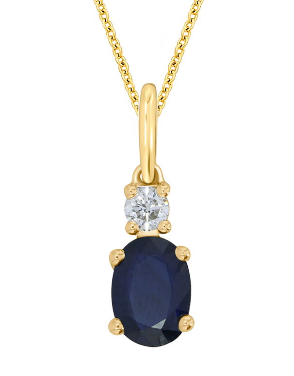 Sapphire Pendant 10ct Yellow Gold Blue Sapphire Diamond Pendant 786660