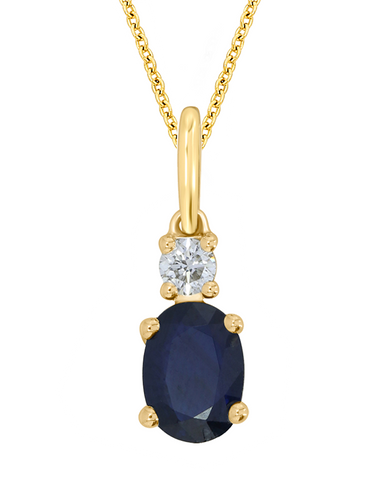 Sapphire Pendant - 10ct Yellow Gold Blue Sapphire & Diamond Pendant - 786660