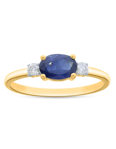 Sapphire Ring - 10ct Yellow Gold Blue Sapphire & Diamond Ring - 786661