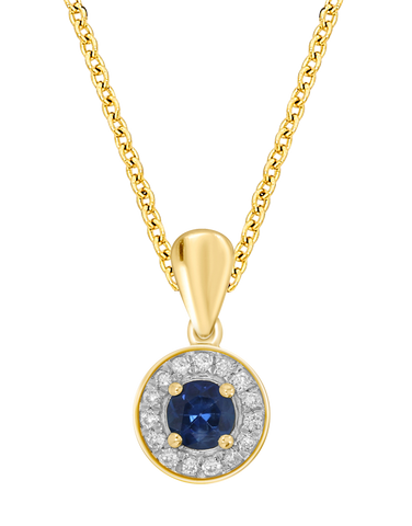 Blue Sapphire Pendant - 10ct Yellow Gold Blue Sapphire & Diamond Pendant - 786692