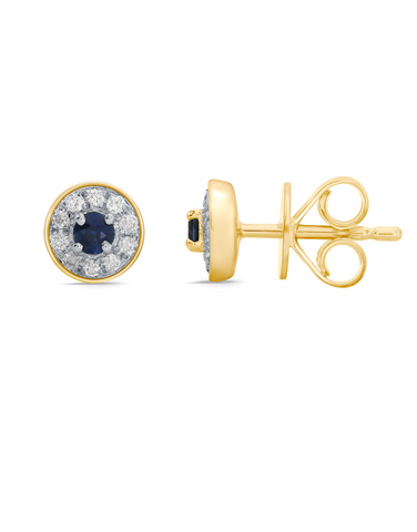 Blue Sapphire Earrings - 10ct Yellow Gold Blue Sapphire & Diamond Earrings - 786693
