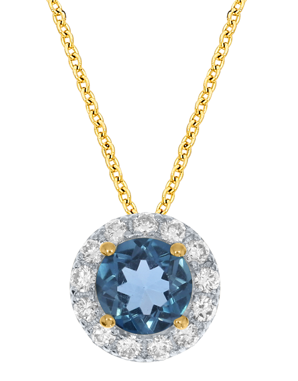 Blue topaz yellow gold necklace deals