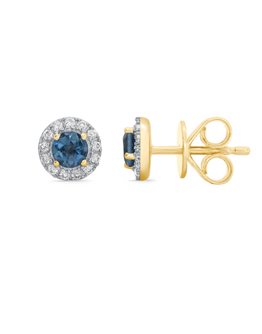 London Blue Topaz Earrings - 10ct Yellow Gold London Blue Topaz and Diamond Earrings - 786699