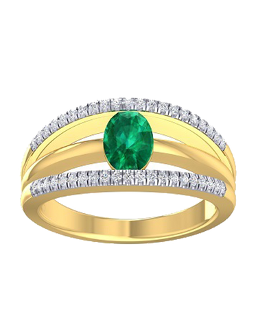 Emerald Ring - 10ct Yellow Gold Emerald & Diamond Ring - 786713