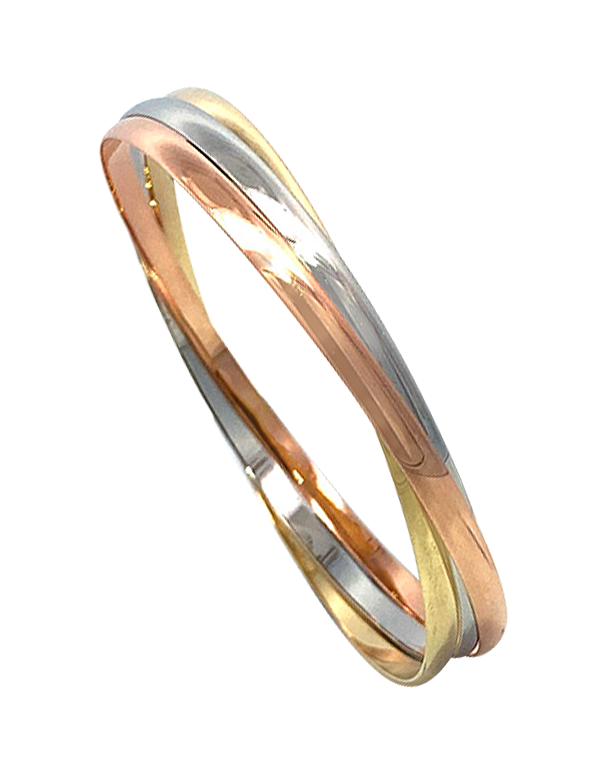 Gold Bangle 10ct Three Tone Solid Gold Russian Bangle 786766