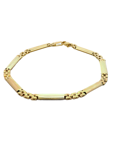 Gold Bracelet  - 10ct Two Tone Gold 19cm Bar Bracelet - 786787