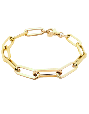 Gold Bracelet  - 10ct Yellow Gold 18cm Paper Clip Bracelet - 786881