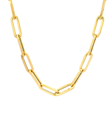 Gold Chain- 10ct Yellow Gold 50cm Paper Clip Chain-786882