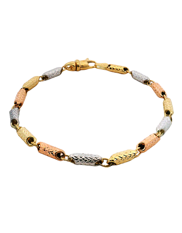 Gold Bracelet  - 10ct Three Tone Gold 19cm Bracelet -  786923