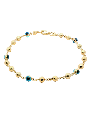 Gold Bracelet  - 10ct Yellow Gold 19cm Evil Eye Bracelet - 787090