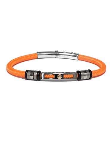 S-STEEL Bracelet - Stainless Steel Men's Nautical Orange Polyester Bracelet with 18ct Gold Screw - 787561