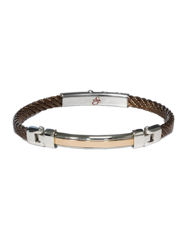 S-STEEL Bracelet - Stainless Steel Men's Rose Tone Mesh Style Bracelet with 18ct Rose Gold Name Plate - 787566