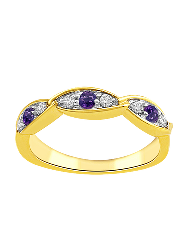 Amethyst Ring - 10ct Yellow Gold Amethyst & Diamond Ring - 787982