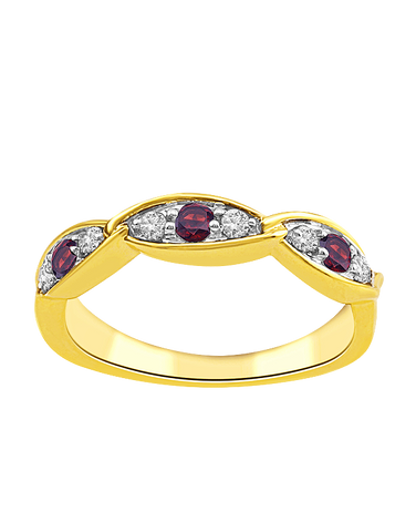 Garnet Ring - 10ct Yellow Gold Garnet & Diamond Ring - 787983