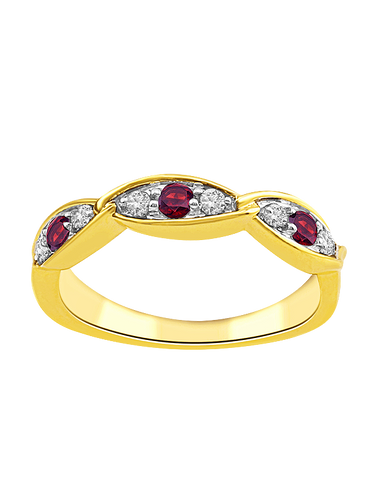 Ruby Ring - 10ct Yellow Gold Ruby & Diamond Ring - 787984