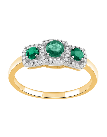 Emerald Ring - 10ct Yellow Gold Emerald & Diamond Ring - 787986