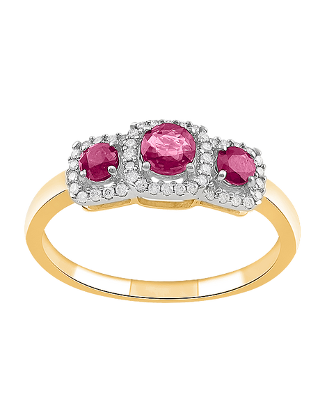 Ruby Ring - 10ct Yellow Gold Ruby & Diamond Ring - 787989