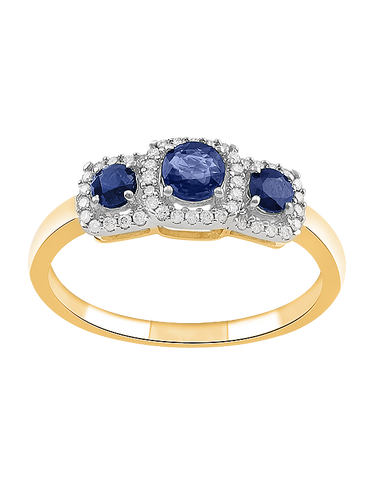 Sapphire Ring - 10ct Yellow Gold Sapphire & Diamond Ring - 787990