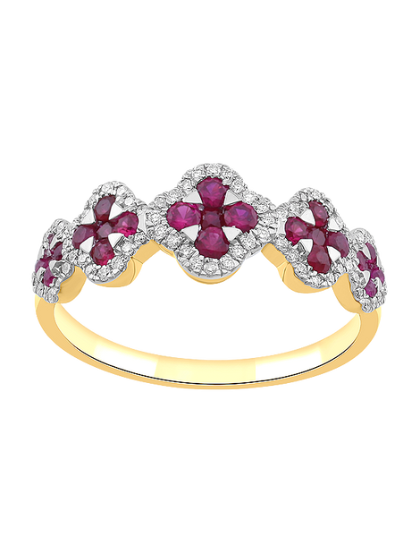 Ruby Ring - 10ct Yellow Gold Ruby & Diamond Ring - 787992