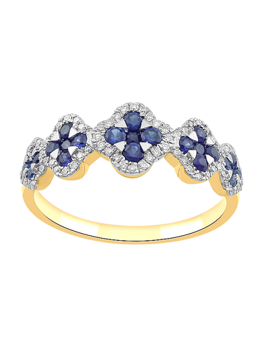 Sapphire Ring - 10ct Yellow Gold Sapphire & Diamond Ring - 787993