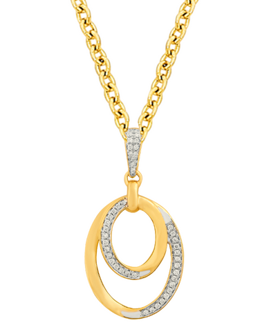 Diamond Pendant - 10ct Yellow Gold Diamond Set Oval Pendant - 788025