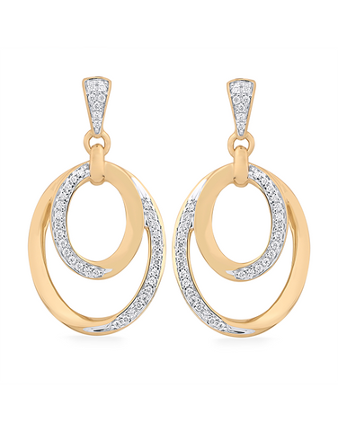 Diamond Earrings - 10ct Yellow Gold Diamond Set Oval Earrings - 788028